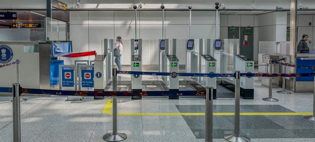 Automated airport immigration gates, symbolizing a smooth process with migration consultants in Kochi.